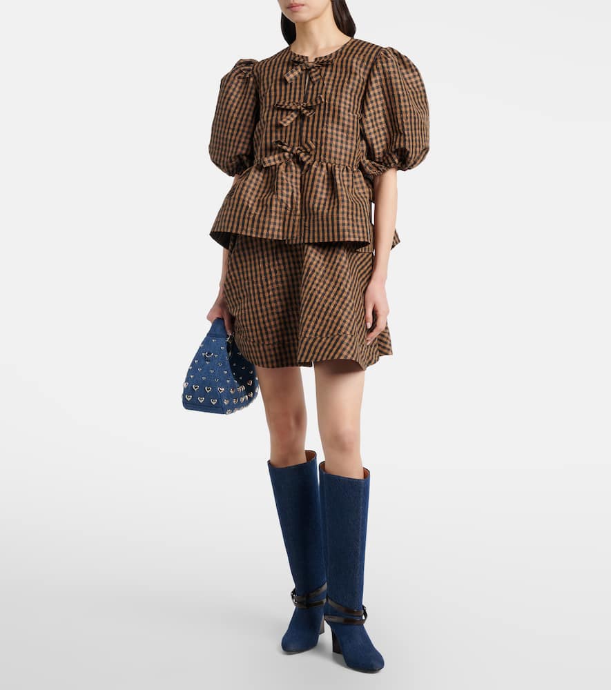 Kat denim knee-high wedge boots