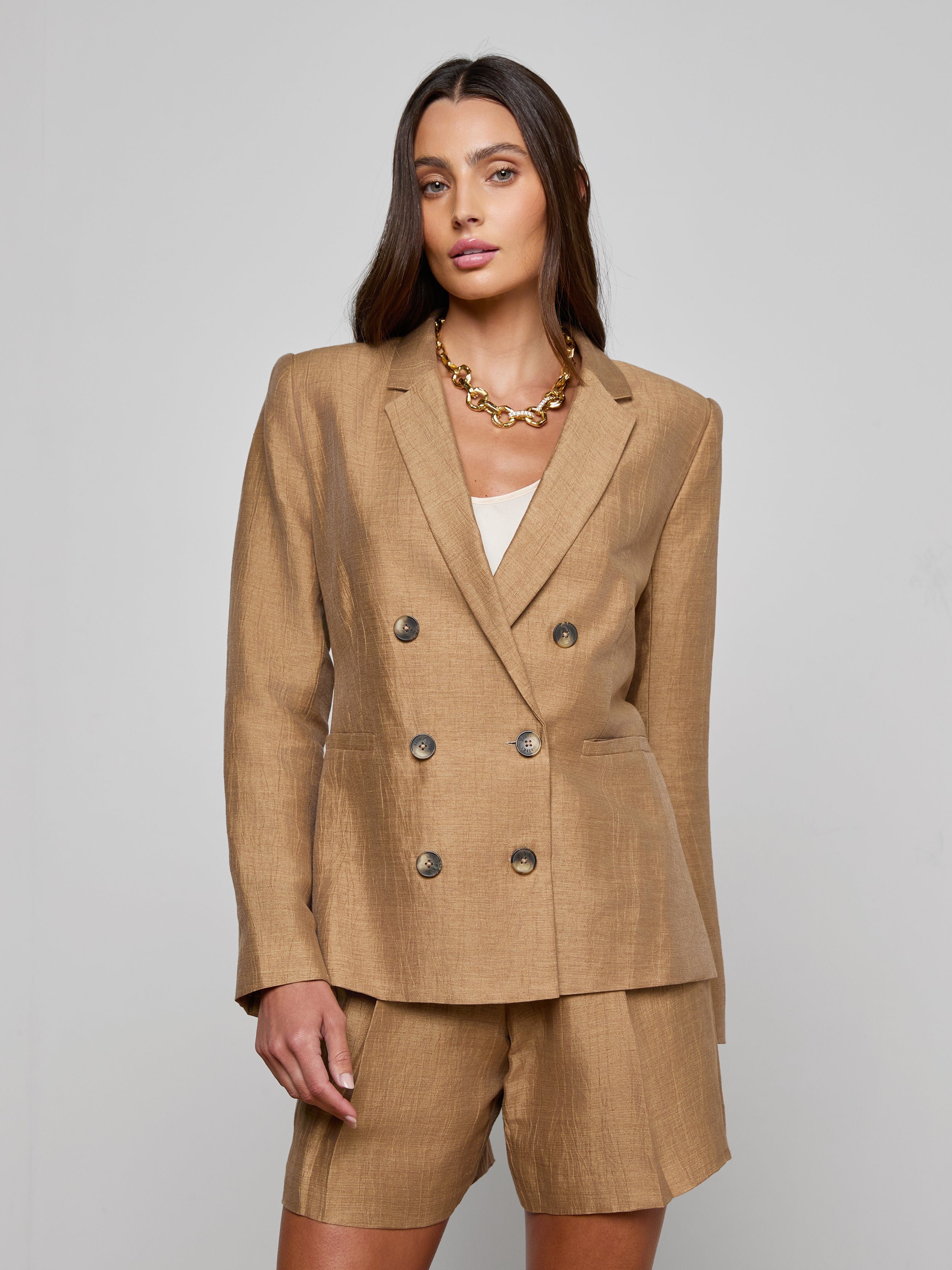 Colin Linen-Blend Blazer In Latte