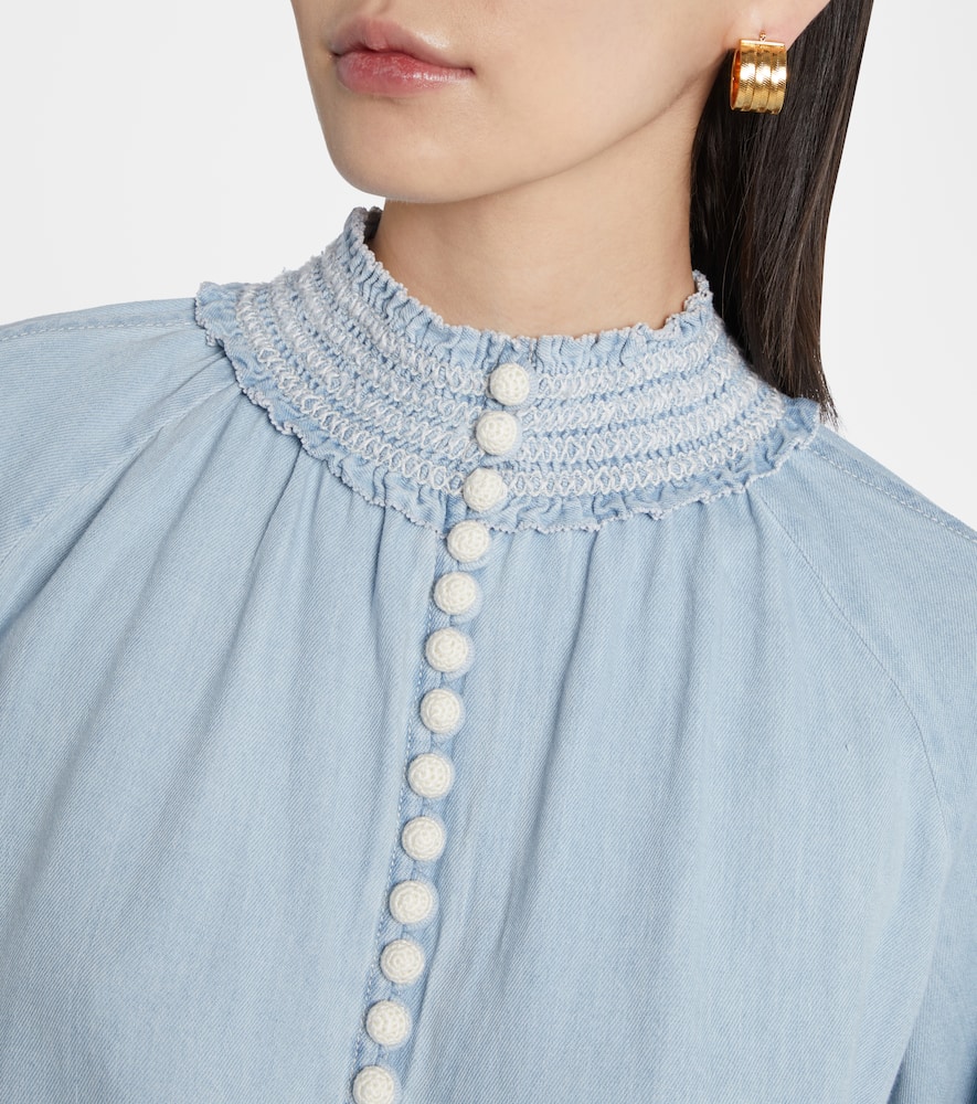 Ascension balloon-sleeve denim blouse