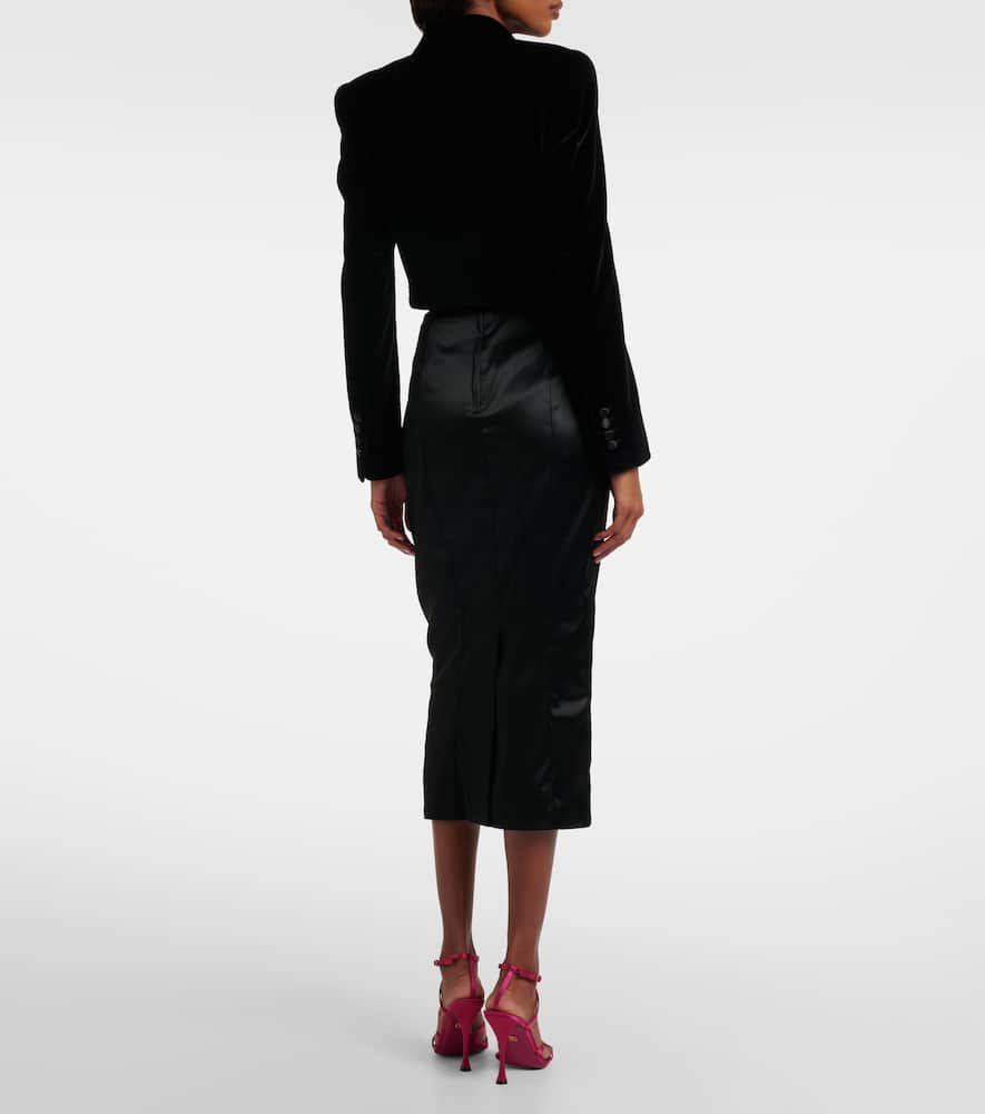 Cropped cotton-blend velvet blazer