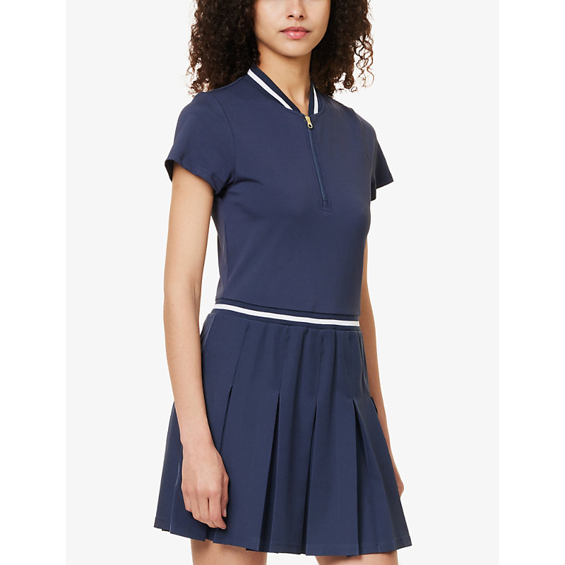 Womens Blue Nights Nora Contrast-trim Stretch-jersey Mini Dress XL