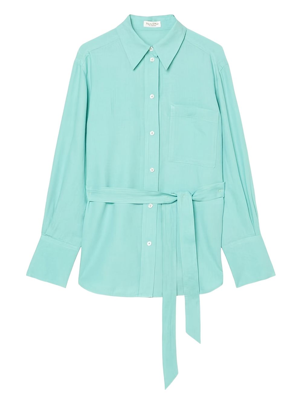Belted button-up shirt - Blue