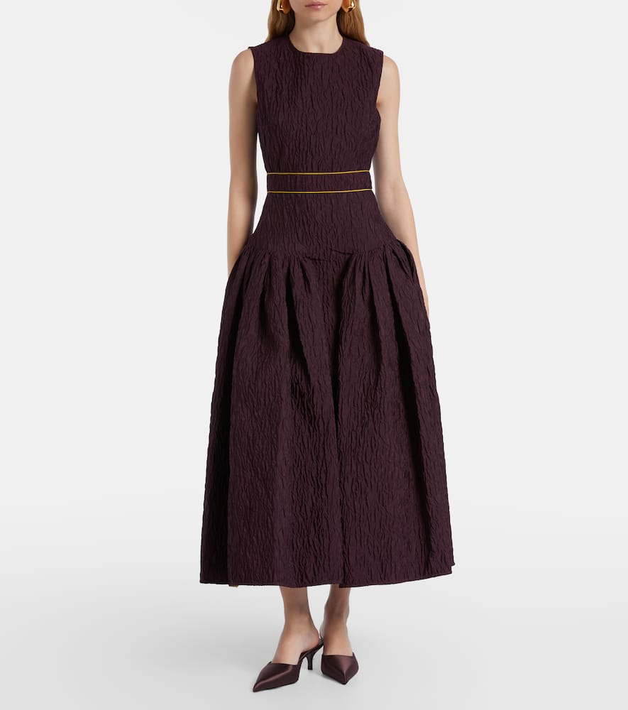 Aya smocked cloque midi dress