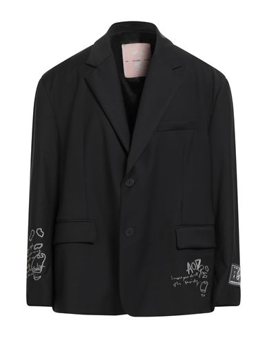 Man Blazer Black Size 36 Polyester, Wool, Elastane