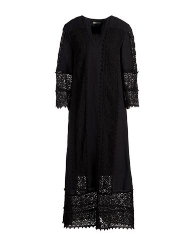 Woman Maxi dress Black Size 10 Linen, Cotton