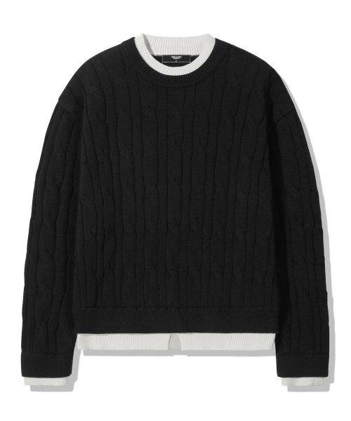 Layered Cable Knit_Black