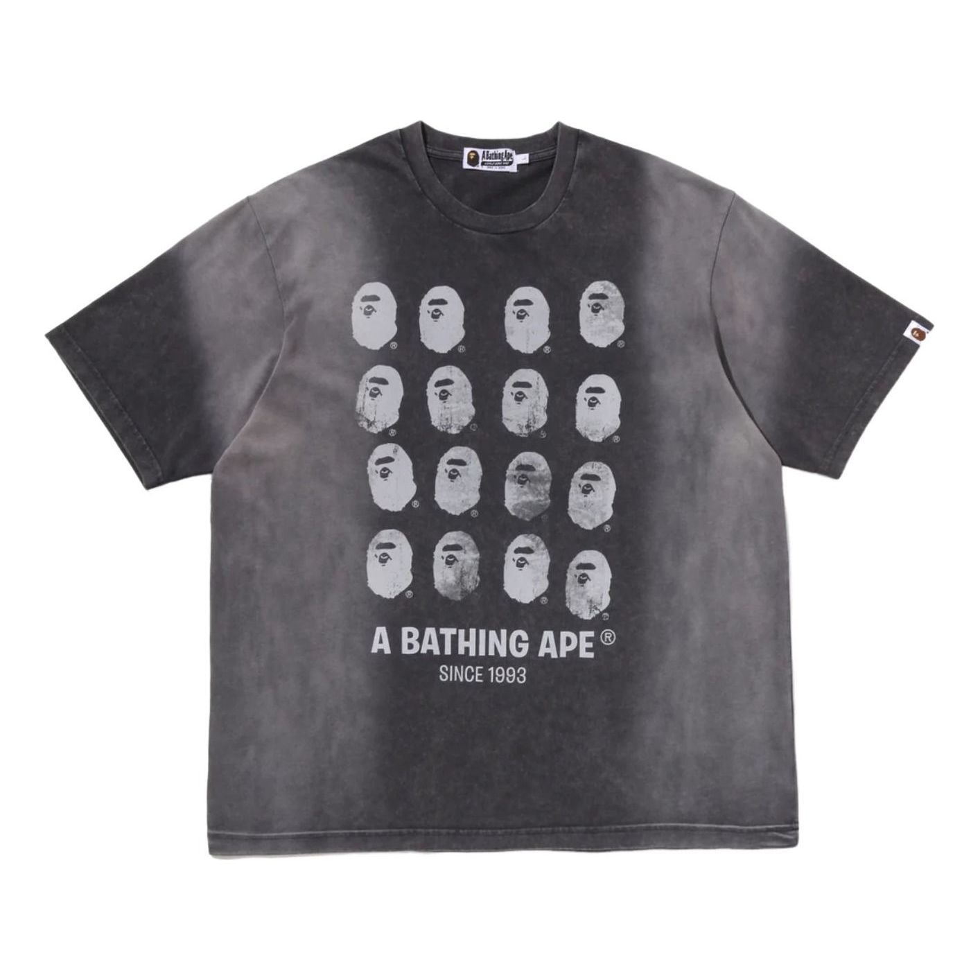 Bleeched Multi Ape Head Logo Relaxed Fit T-Shirt 'Black'