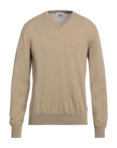Alpha Studio Man Sweater Sand Size 40 Cotton