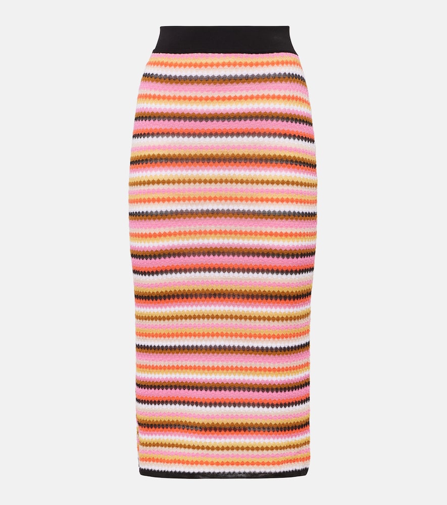 Cotton-blend midi skirt