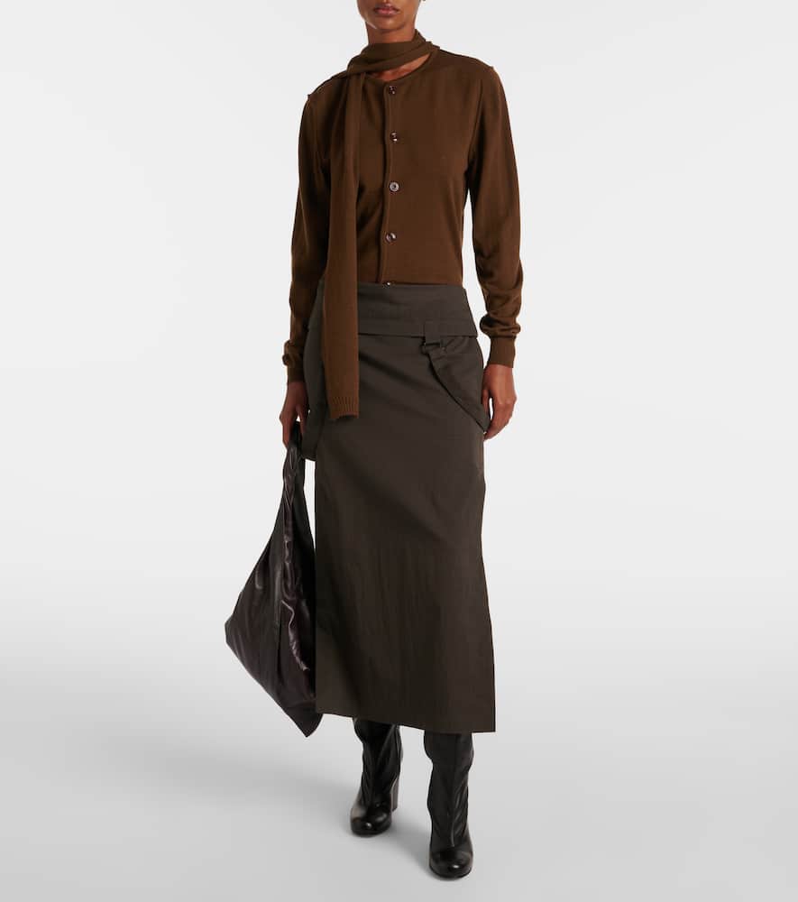 Cotton-blend midi skirt
