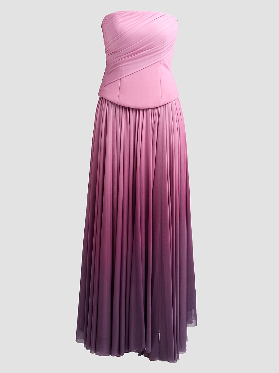 Women's Femme Fatale Primley Ombré Strapless Maxi Dress - Bordeaux Haze