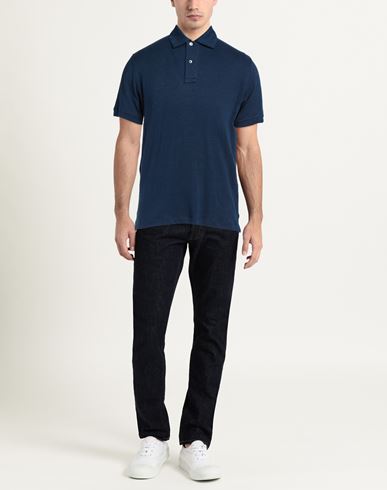 Man Polo shirt Navy Size M Linen, Elastane