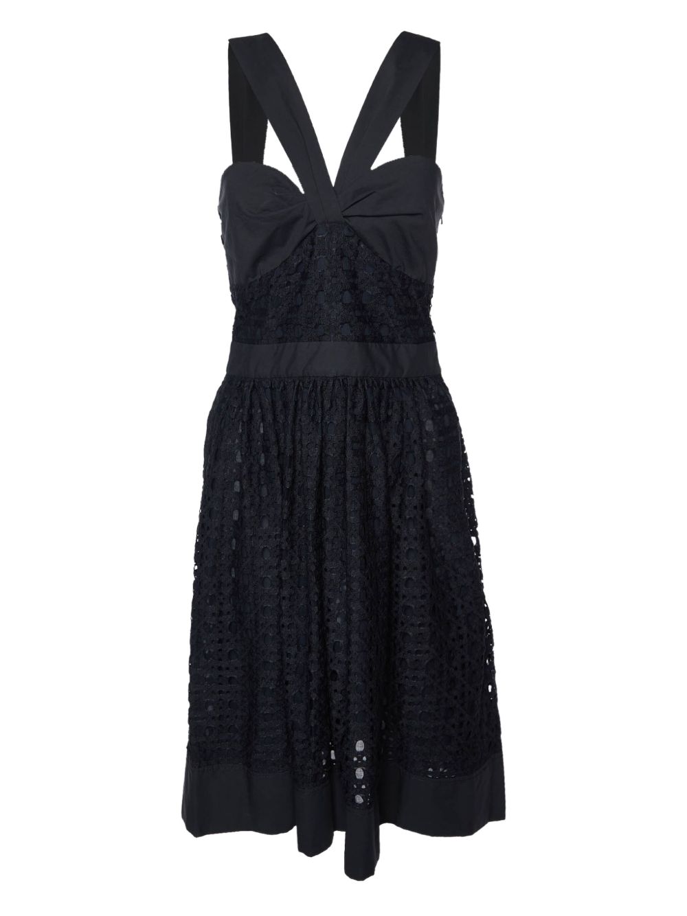 Lace-panelled mini dress - Black