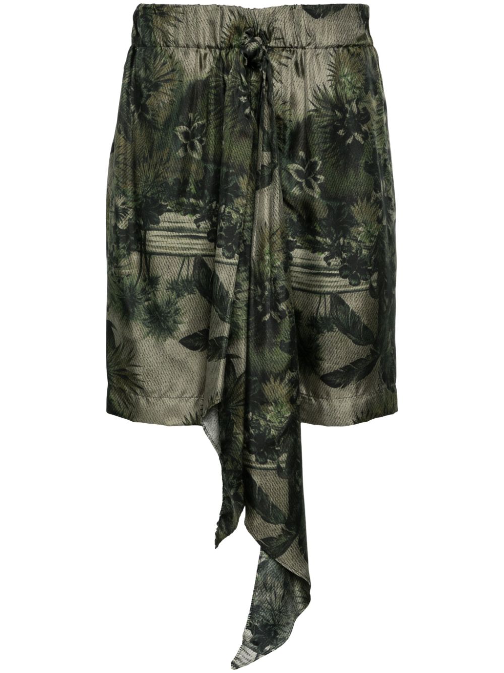 Hawaii-print silk shorts - Green
