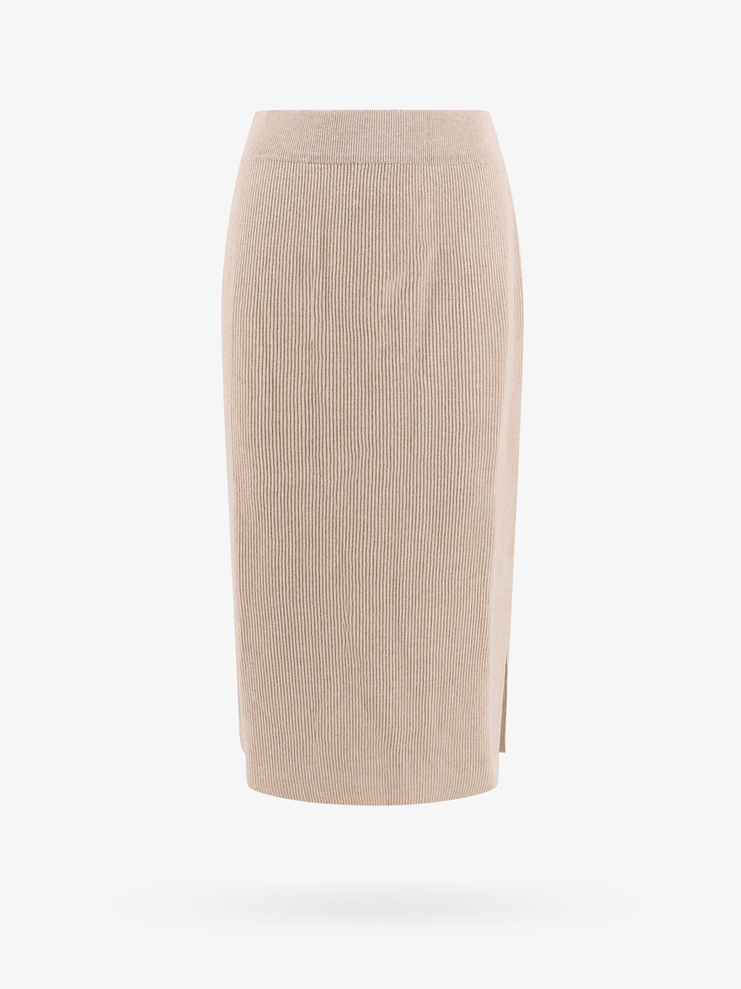 Ribbed-knit midi skirt - Brown