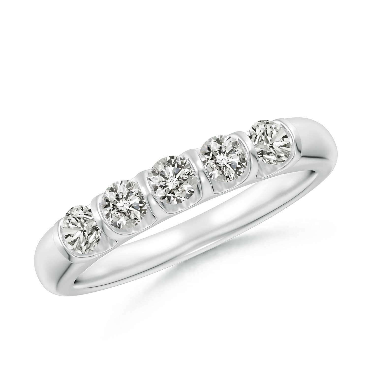 Angara 0.53 Carat Bar Set Five Stone Round Diamond Wedding Ring for Her in Platinum