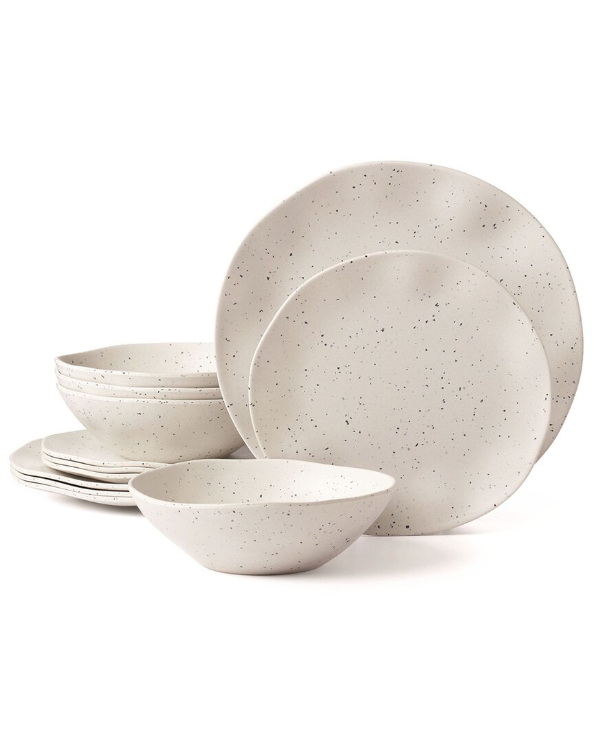 Terrazzo Cream Melamine 12pc Dinnerware Set