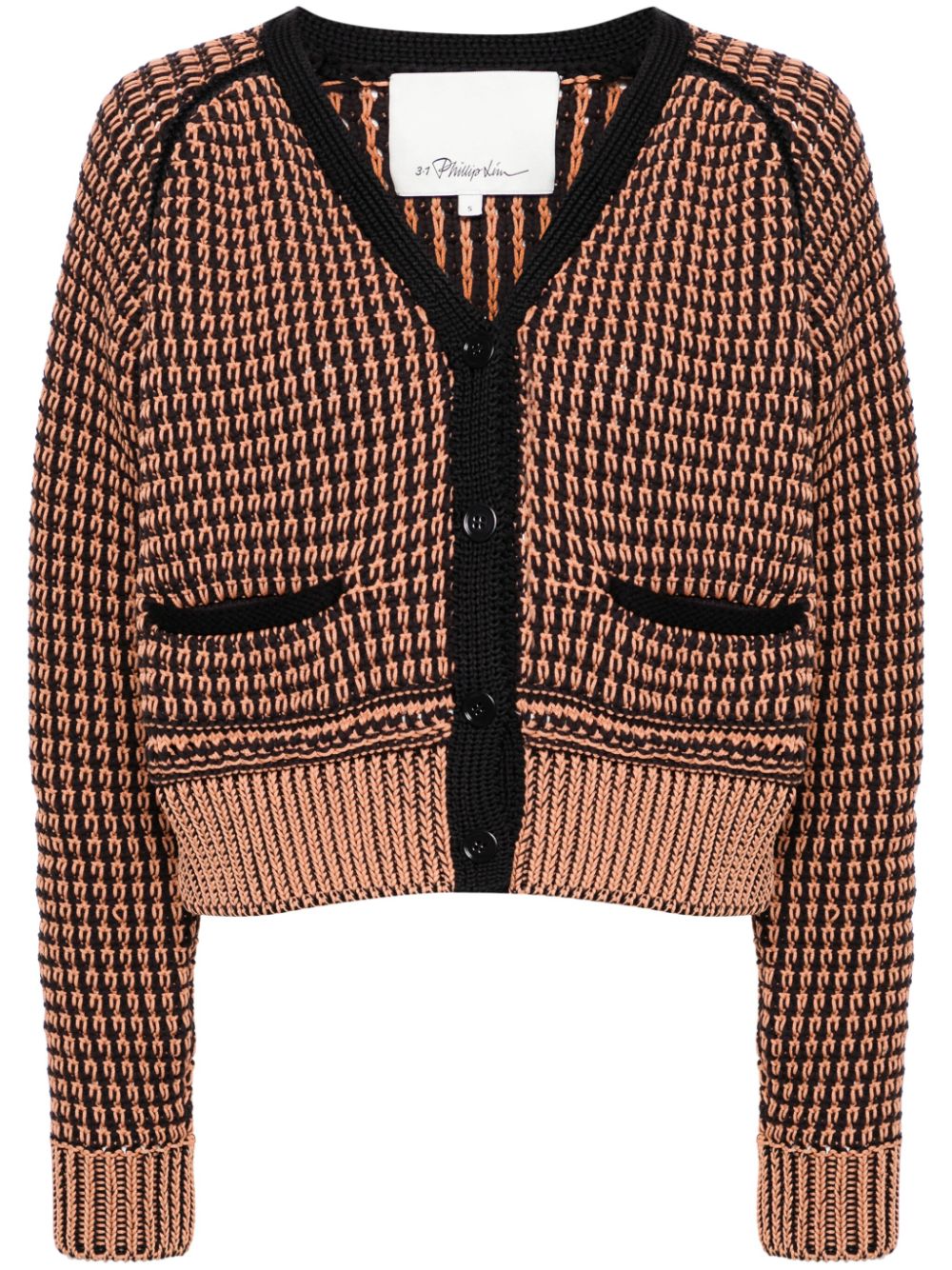 Bi-color cropped cardigan - Black