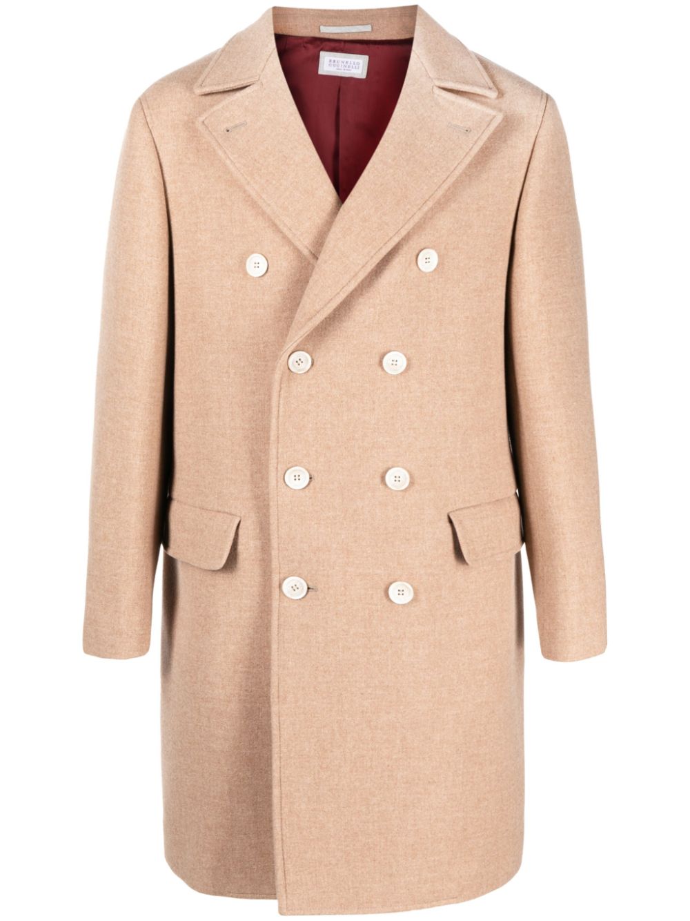 Double-breasted wool-blend coat - Neutrals