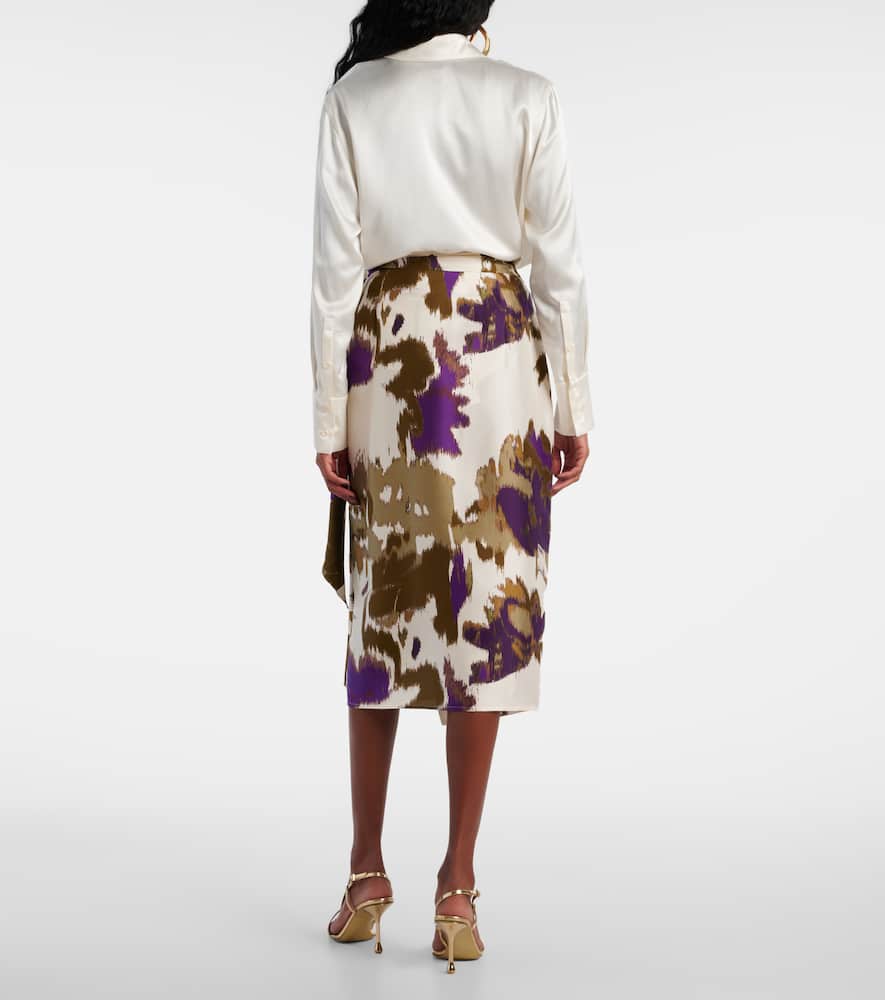 Dritto printed silk wrap skirt