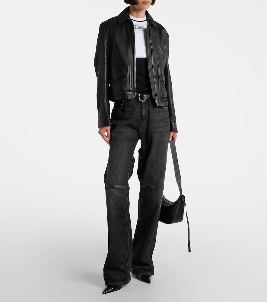 Cutout high-rise wide-leg jeans