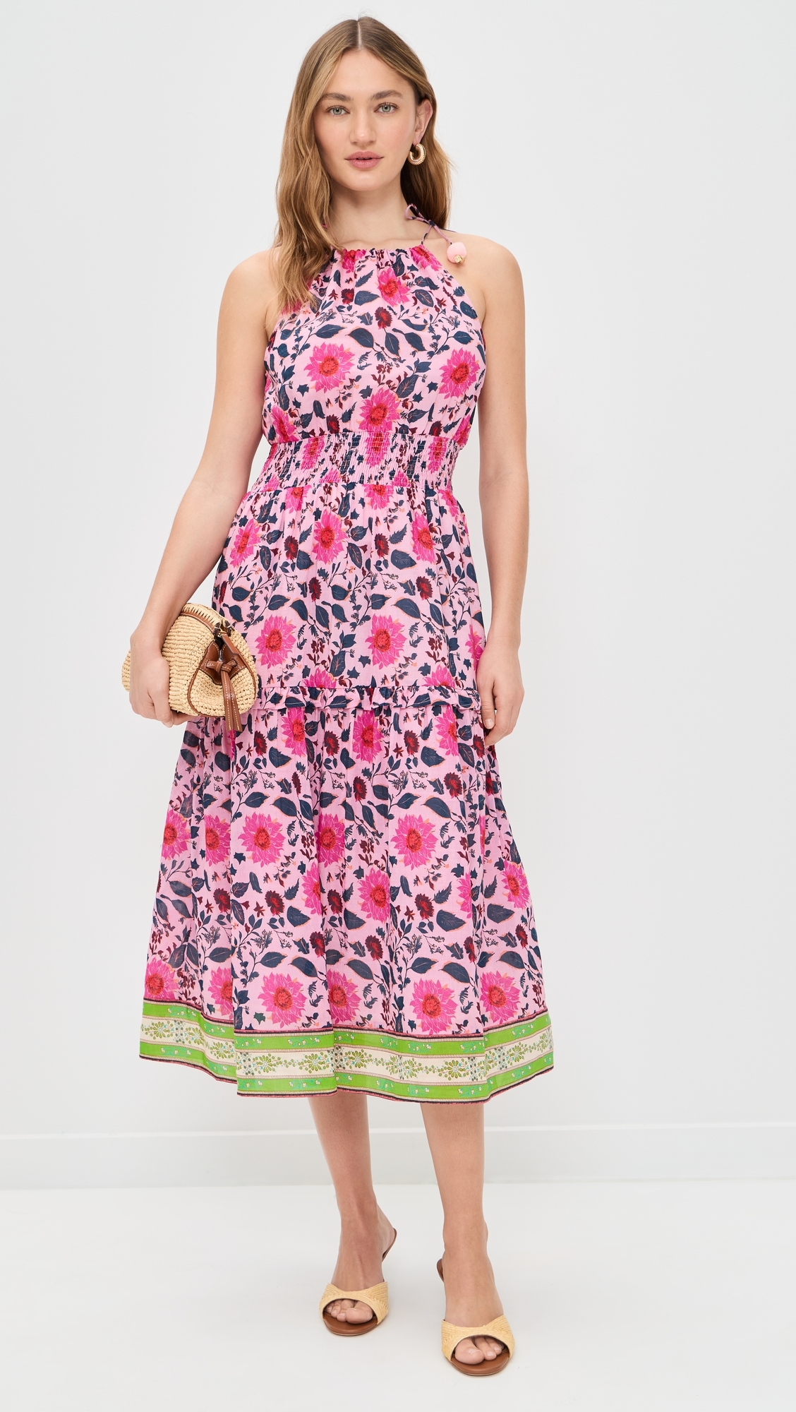 Kelly Midi Dress Fuchsia/Teal Floral
