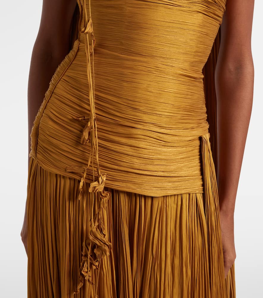 Peplum ruched gown