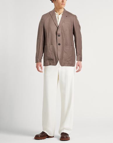Man Blazer Khaki Size 42 Linen