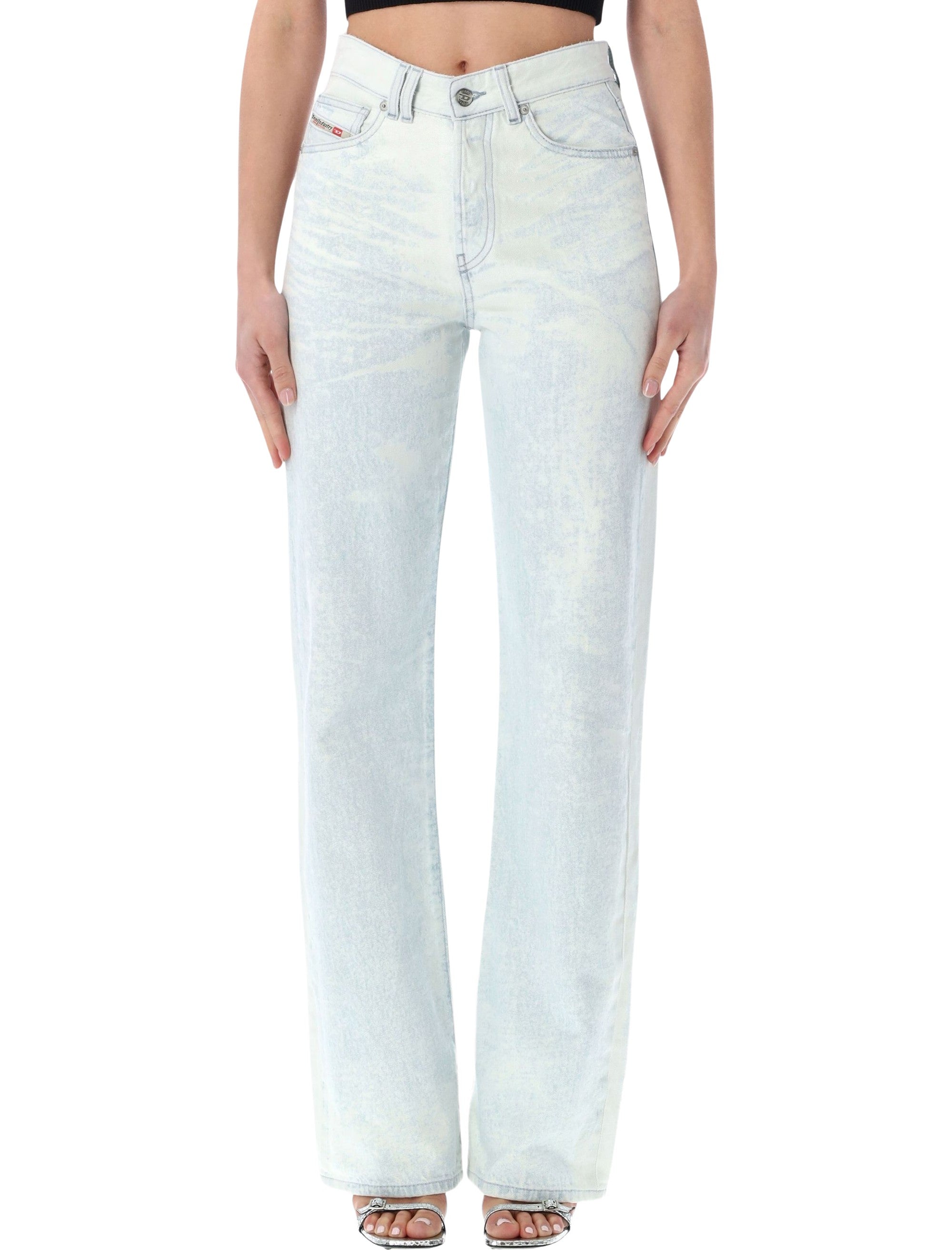 High Waist Straight Leg Jeans with V-Front - Size 26