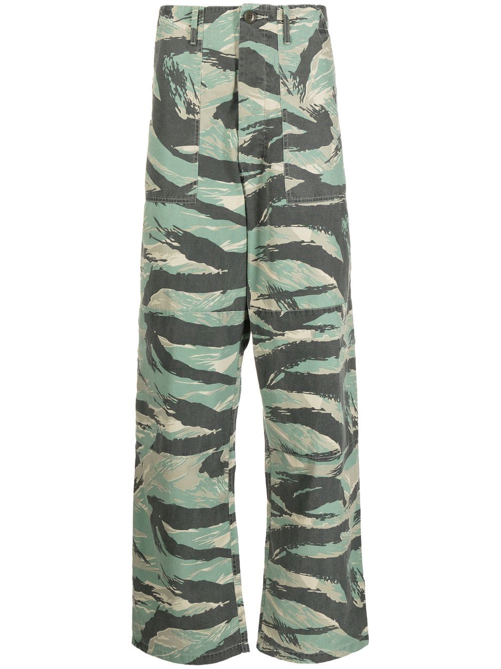 Camouflage-print straight-leg trousers - Green