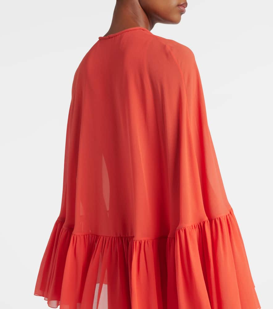 Caped silk georgette maxi dress