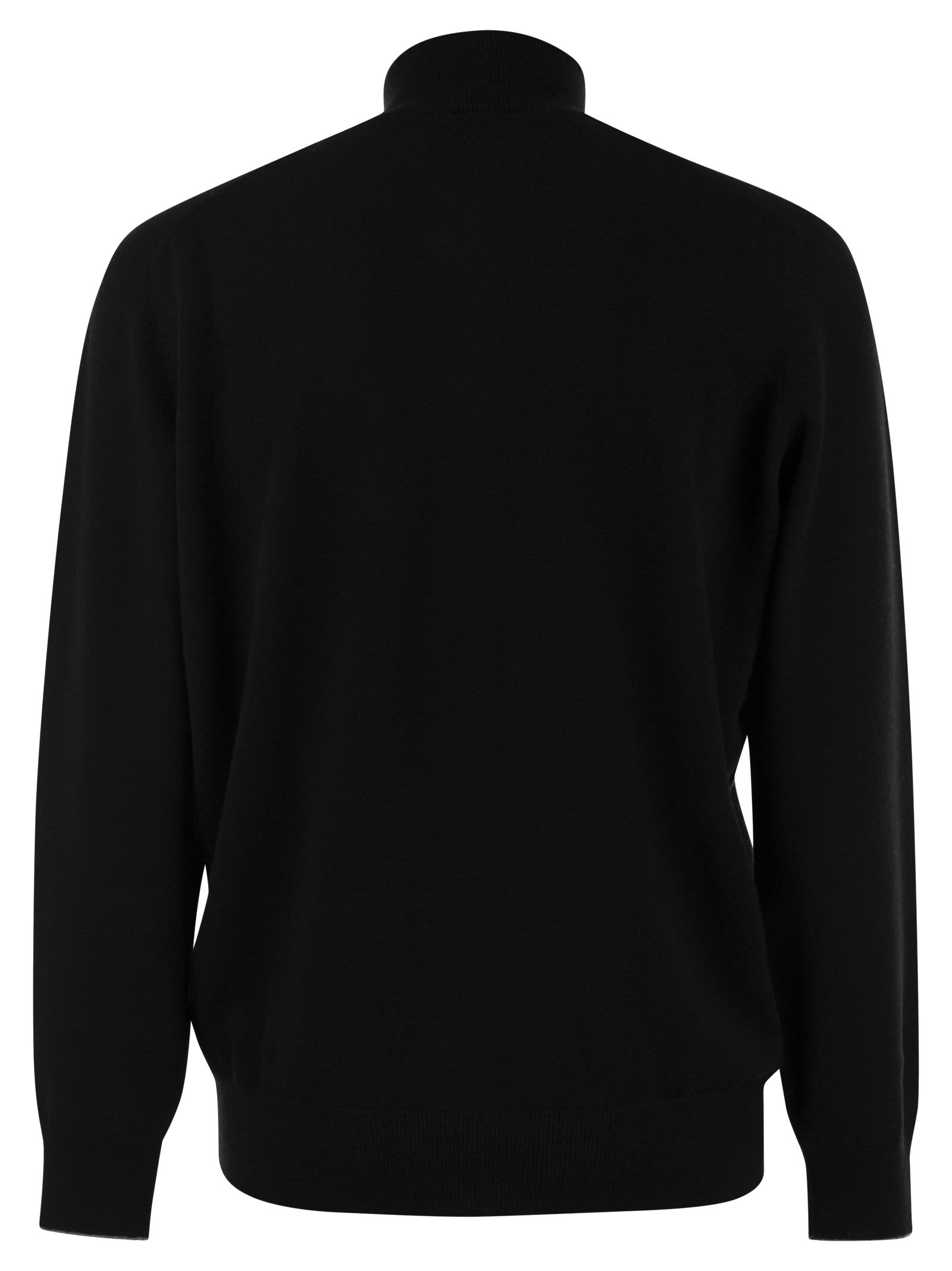 High-necked Cashmere Cardigan With Zip