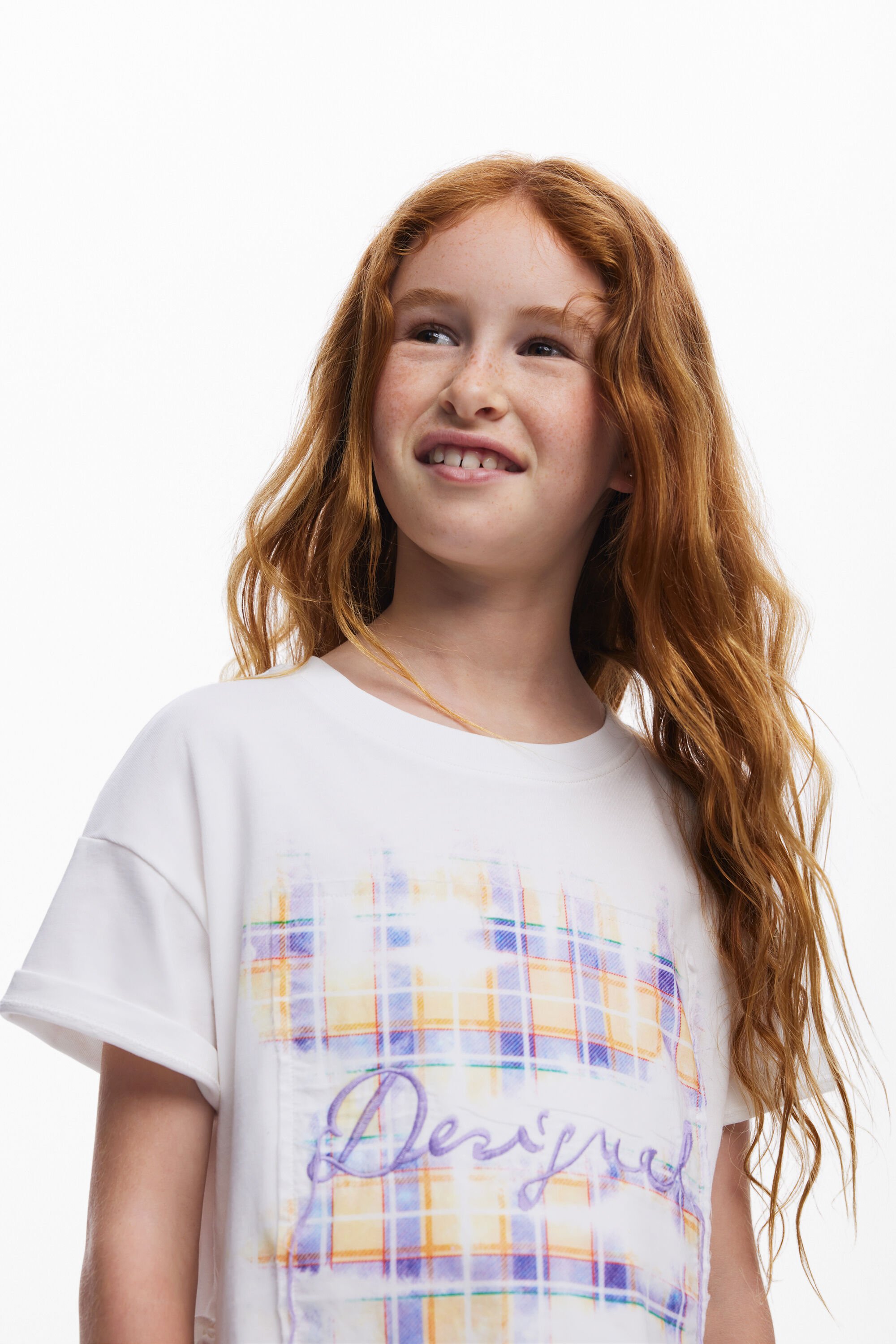 Short-sleeve checkered T-shirt