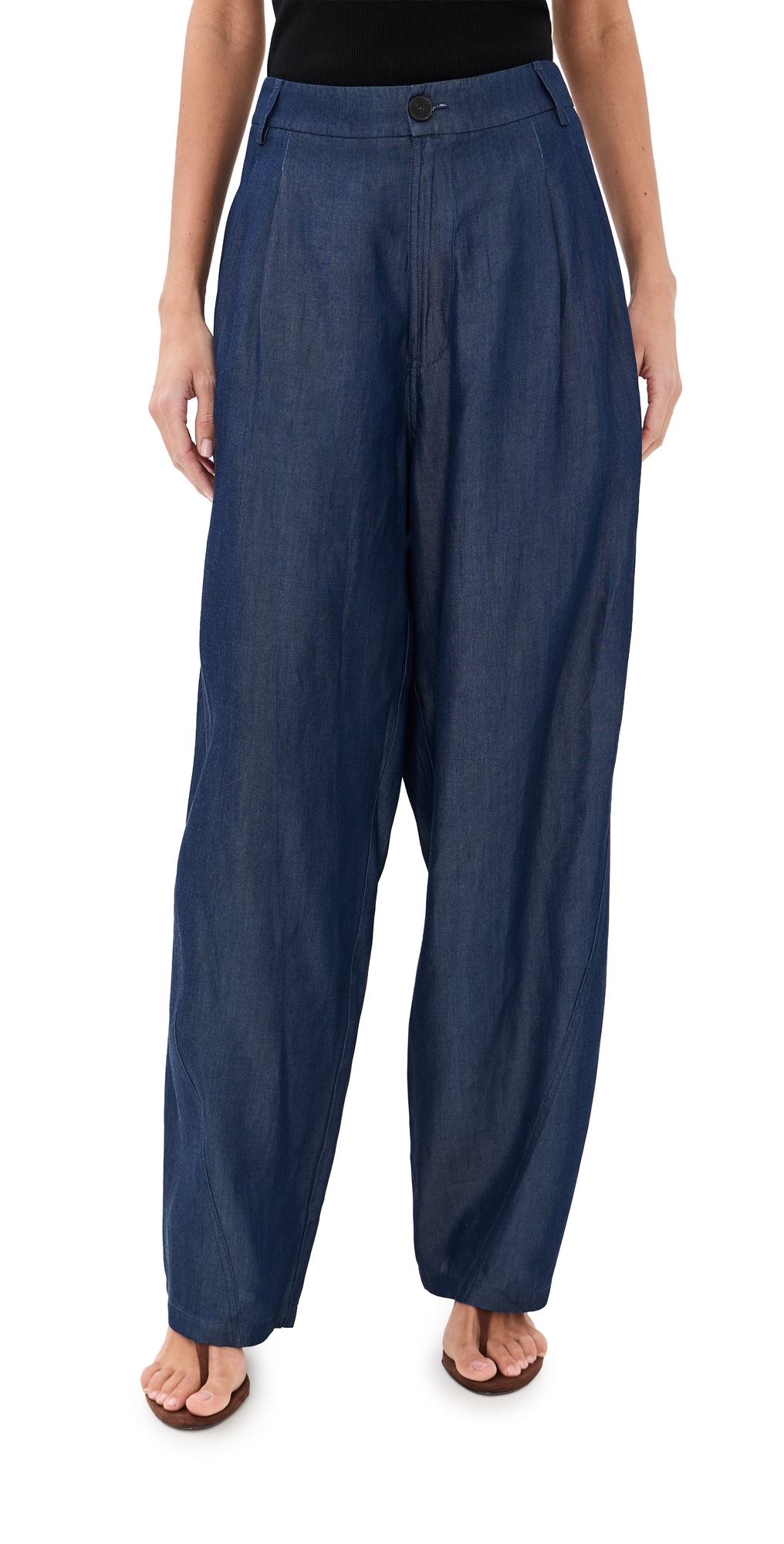 Phebe Chambray Wide Leg Pants Blue Denim