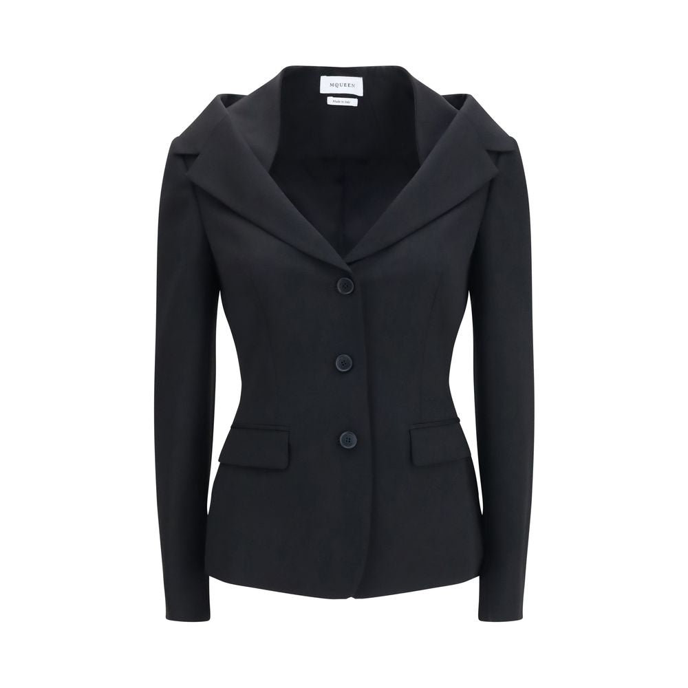 Off-Shoulder Wool Blazer — Black