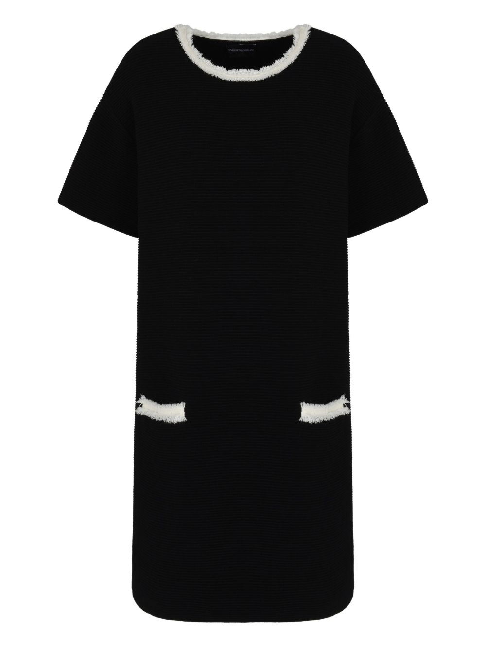 Frayed-trim mini dress - Black