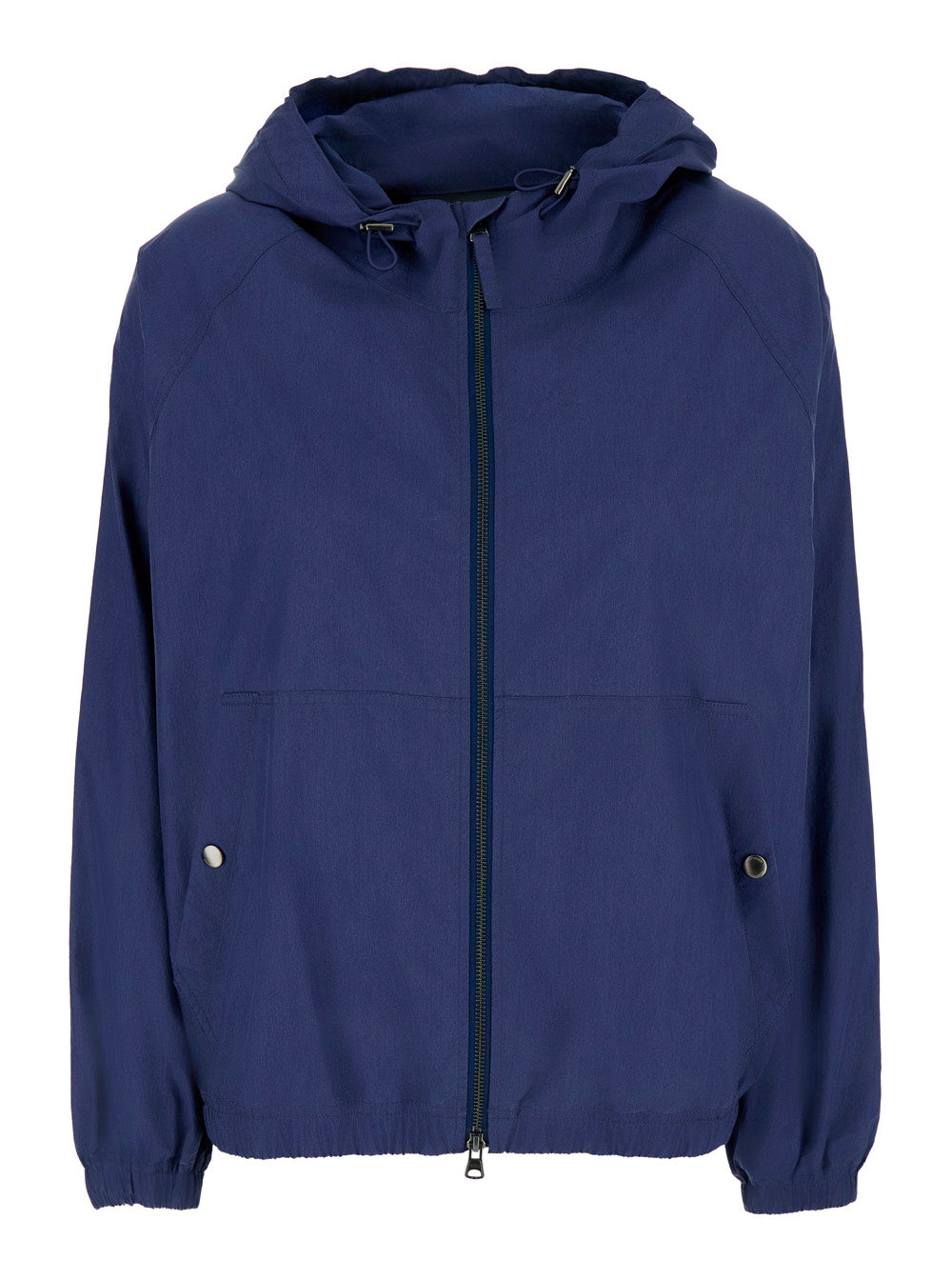 Cotton-Blend Hooded Jacket — Navy