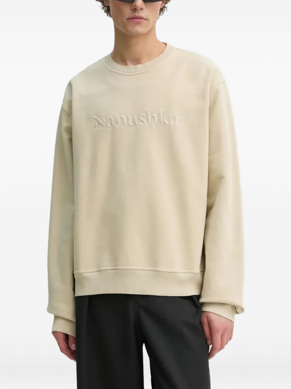Logo-embroidered sweatshirt - Neutrals