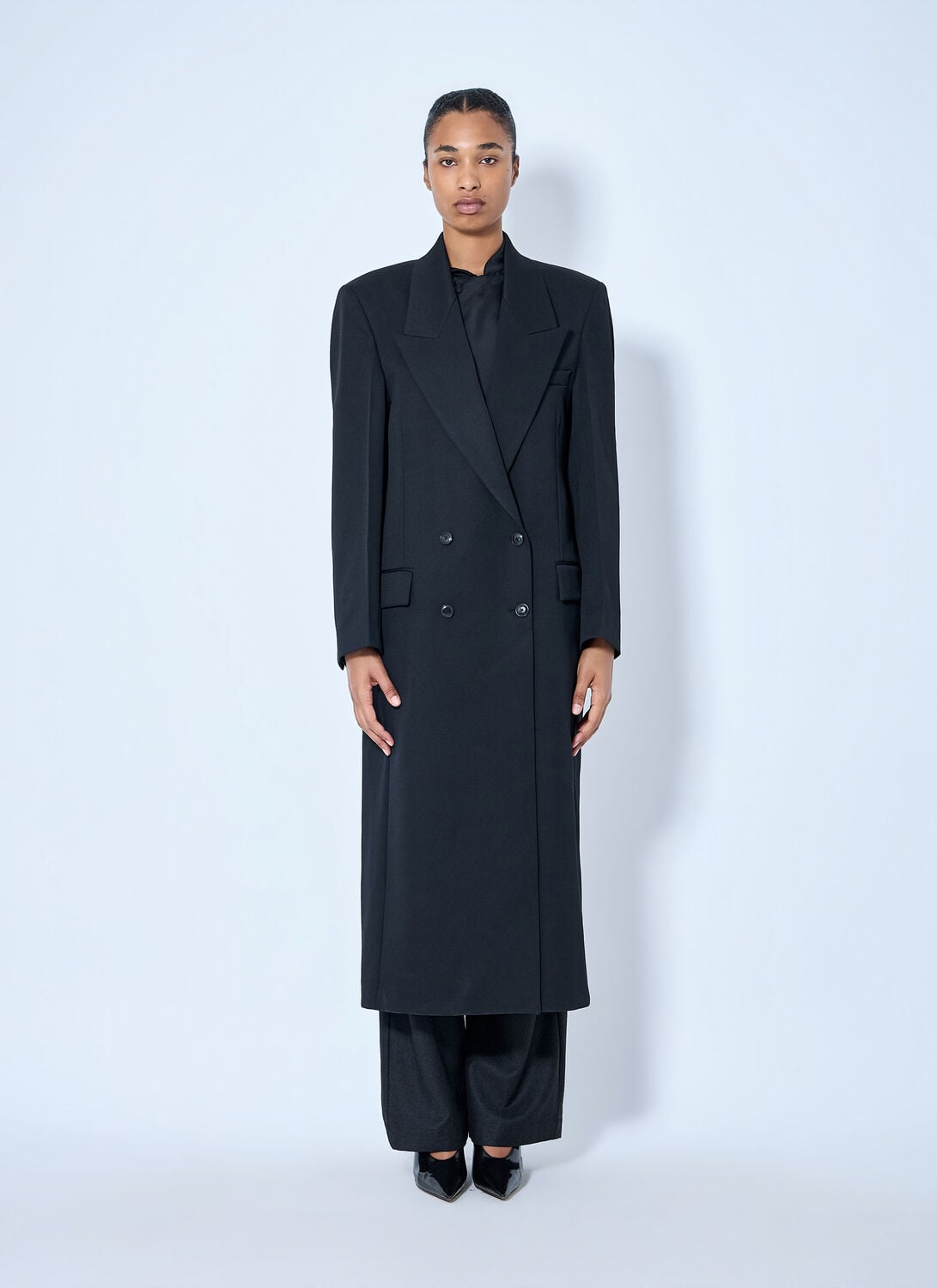Double Breasted Tailored Coat - Woman Coats Black Fr