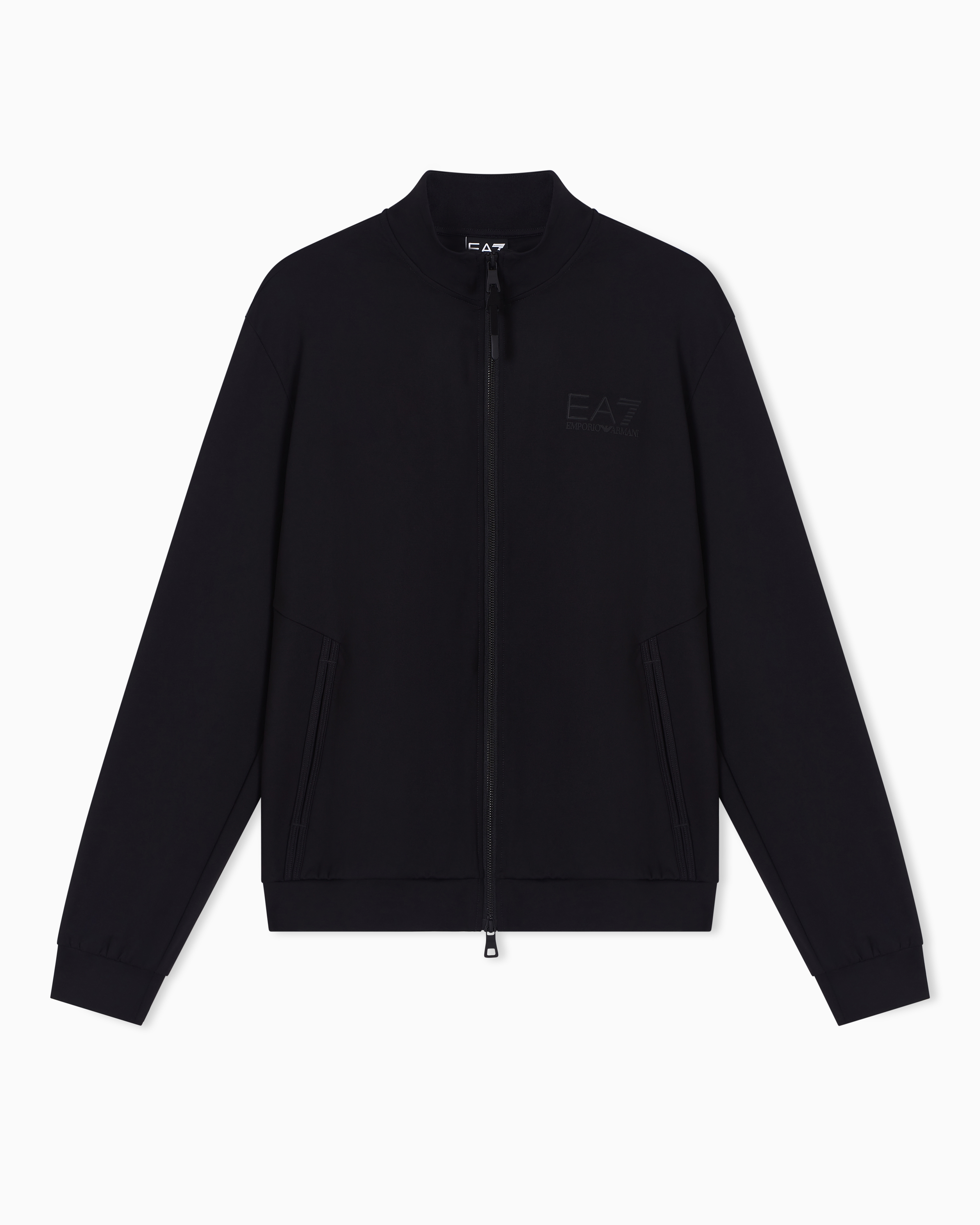 Technical fabric zip-up sweatshirt