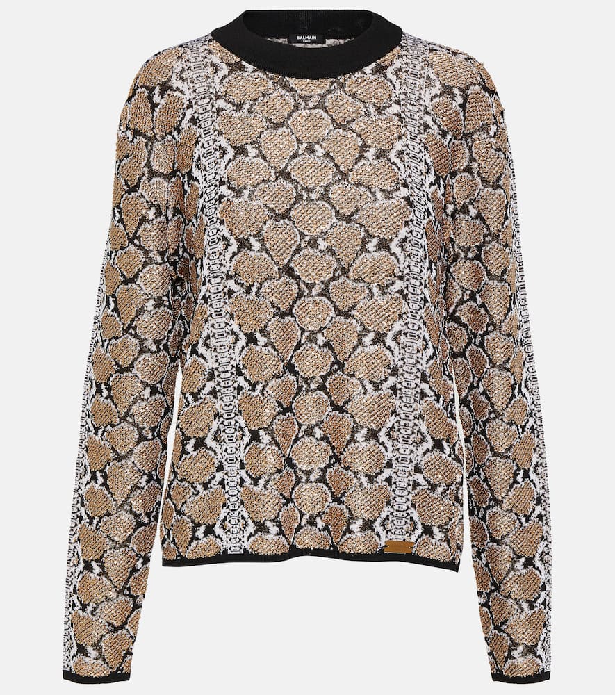 Snake-effect jacquard sweater
