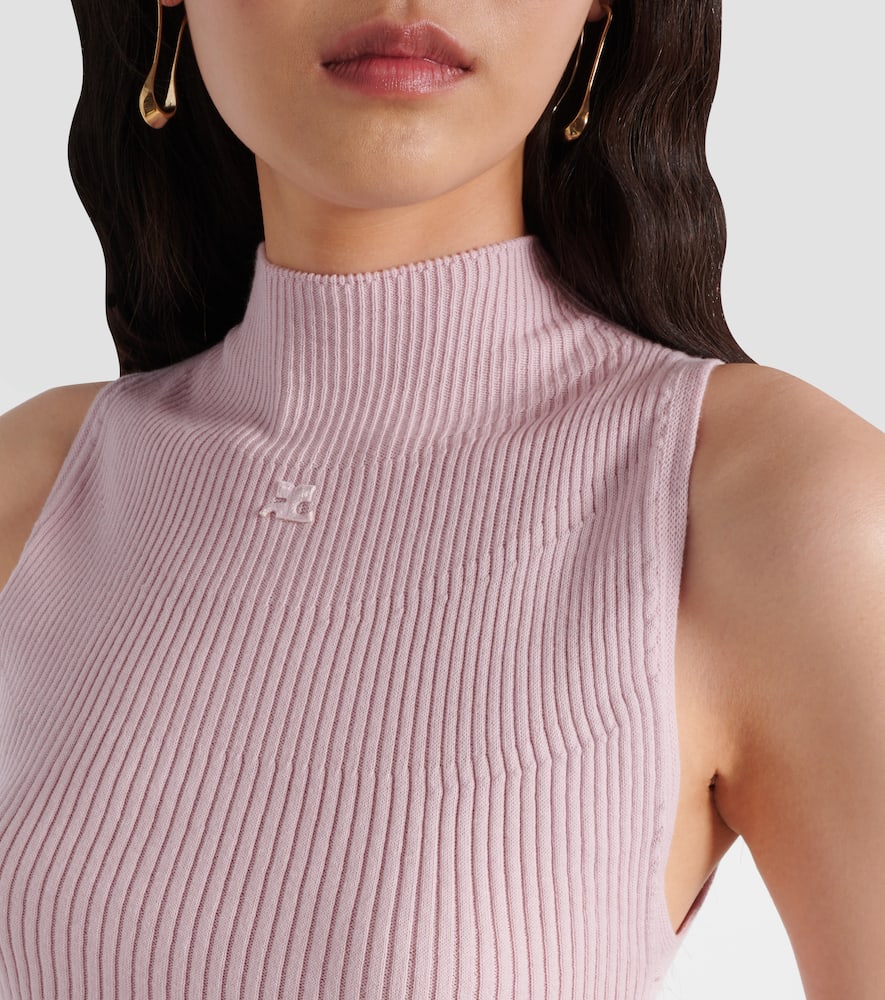 Courrèges Ribbed cotton and wool tank top