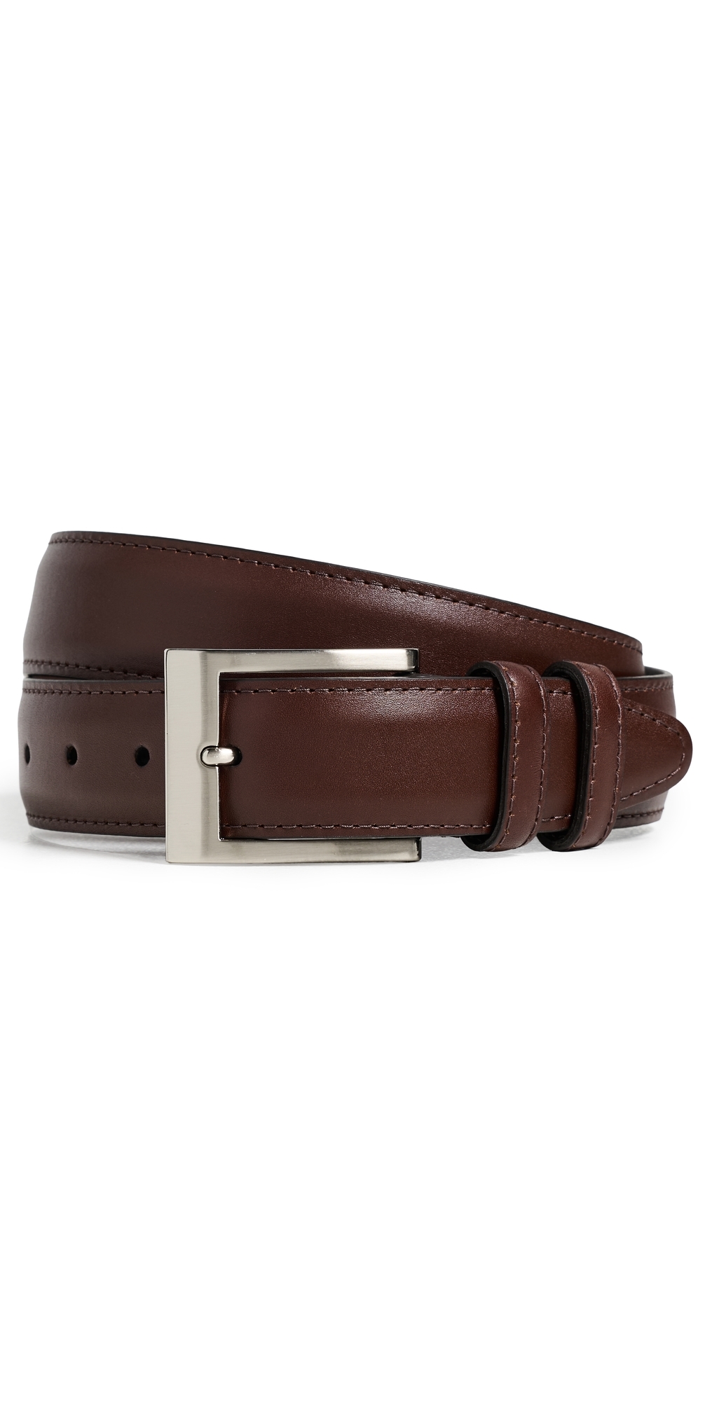 Wide Basic Dress Belt Mahogany Leather
