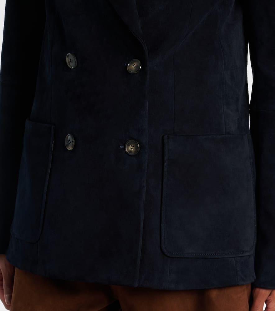 Suede double-breasted blazer