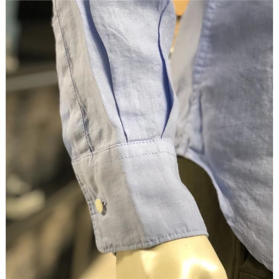 Linen shirt with patch pocket