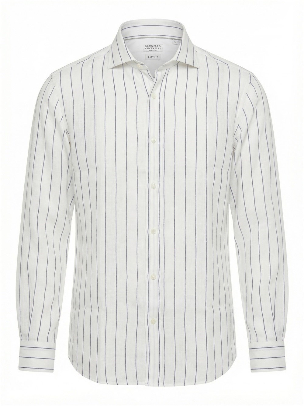 Stripe Linen Easy Fit Shirt With Spread Collar