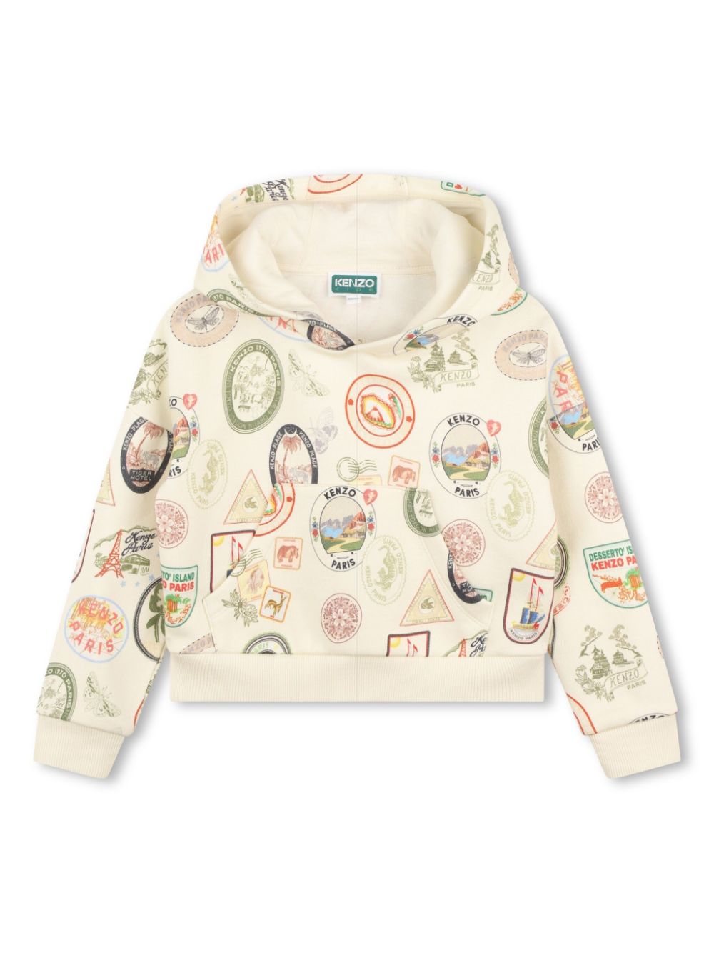 Graphic print cotton hoodie - Neutrals