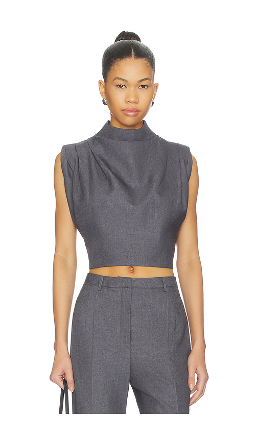 AEXAE Twill Clouched Crop Top in Charcoal. M. Also in