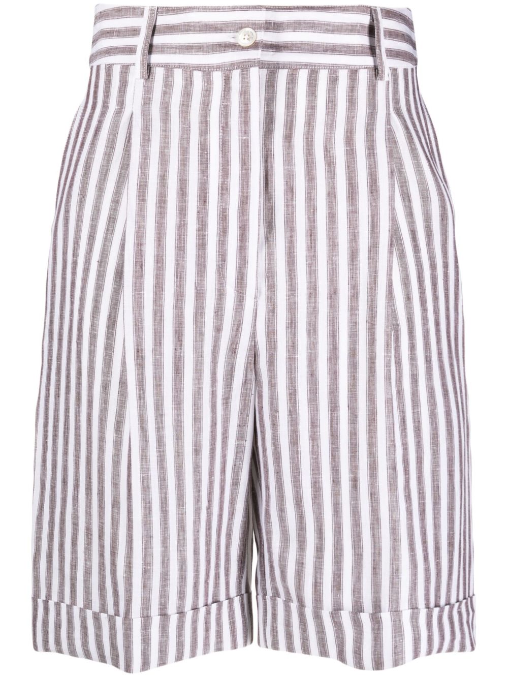 Vertical-stripe knee-length shorts - White