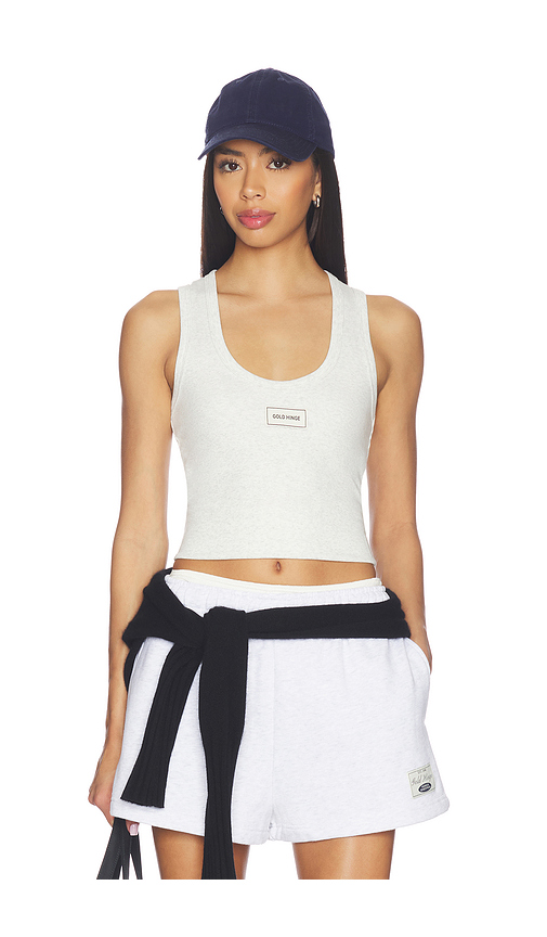 Gold Hinge Ribbed Cotton Tank Top in Grey. S. Also in L, M